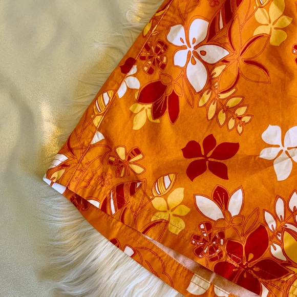 VTG Tropical Orange Floral Beach Shorts - Picture 7 of 10